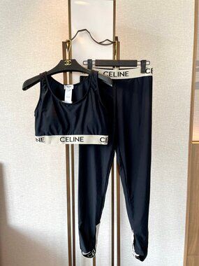 Celine Black Athleisure Duo – Crop Top + Joggers, Paris Label, Stylish